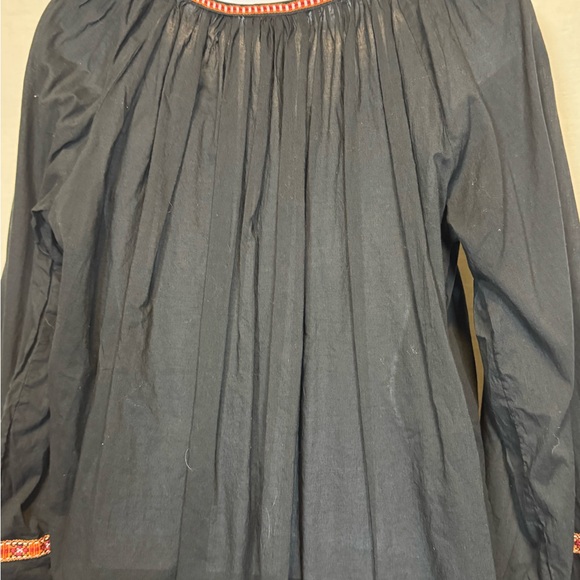 A-64 H&M Black‎ & Orange Embroidered Long Sleeve Pullover Blouse Size 6 - Picture 12 of 14